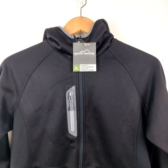 NEW Eddie Bauer Jacket Women M Black Sport Hooded Full Zip Fleece Soft Shell NWT - Picture 3 of 16